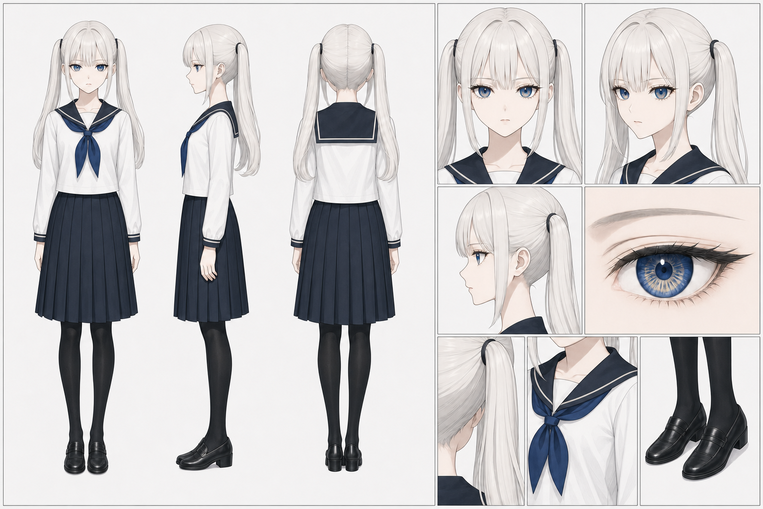 制服姿の主人公キャラクターシート