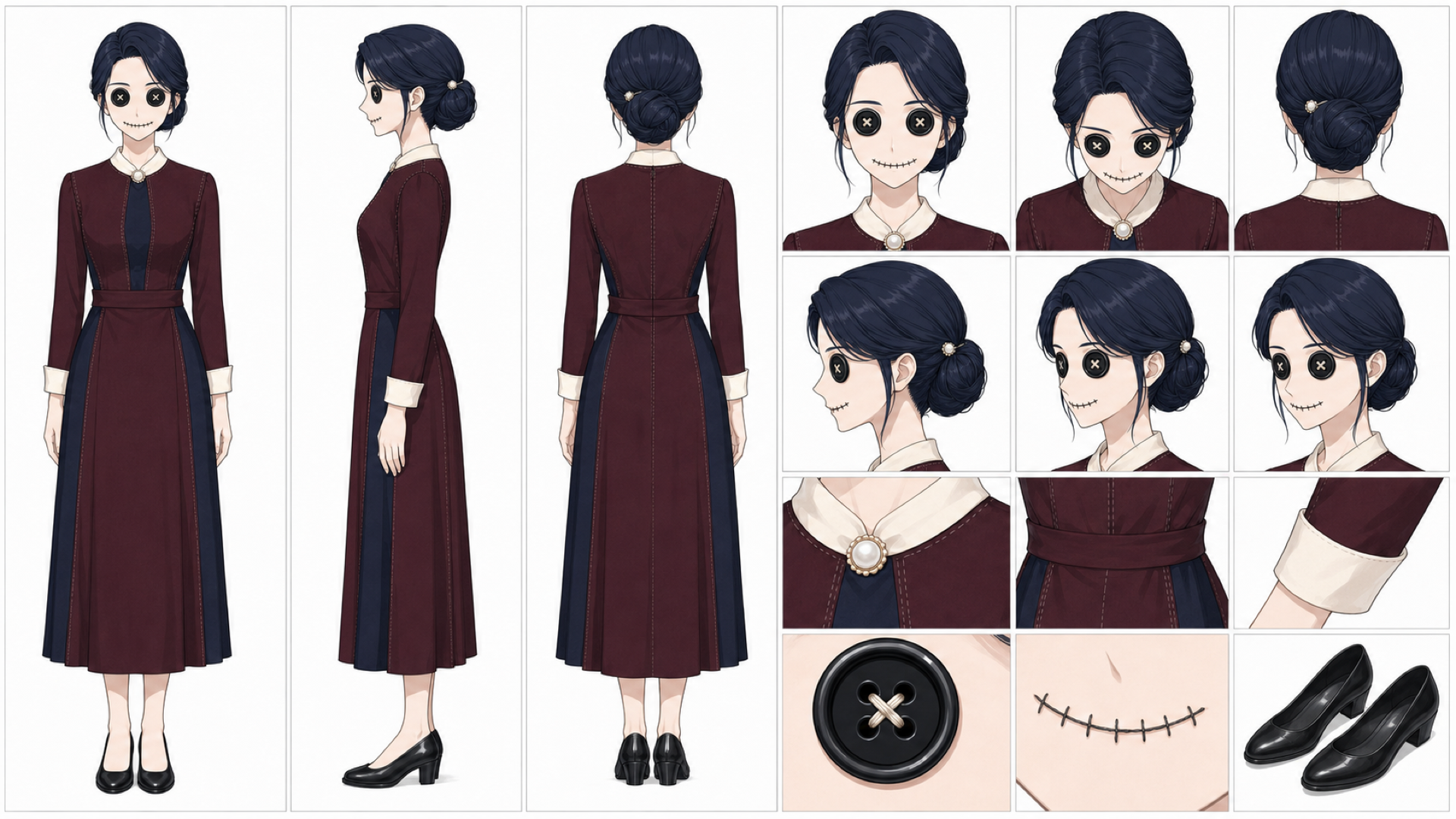 九条凛花の母・黒瑪瑙ボタン目の人形化キャラクターシート